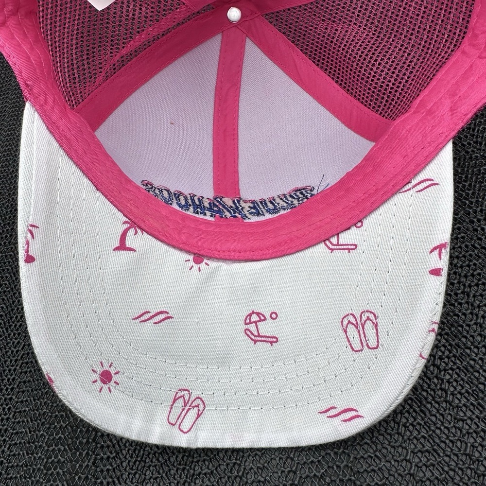 Blue Wahoos Trucker Hat Hook And Loop Adjust Pink /White - Picture 5 of 7